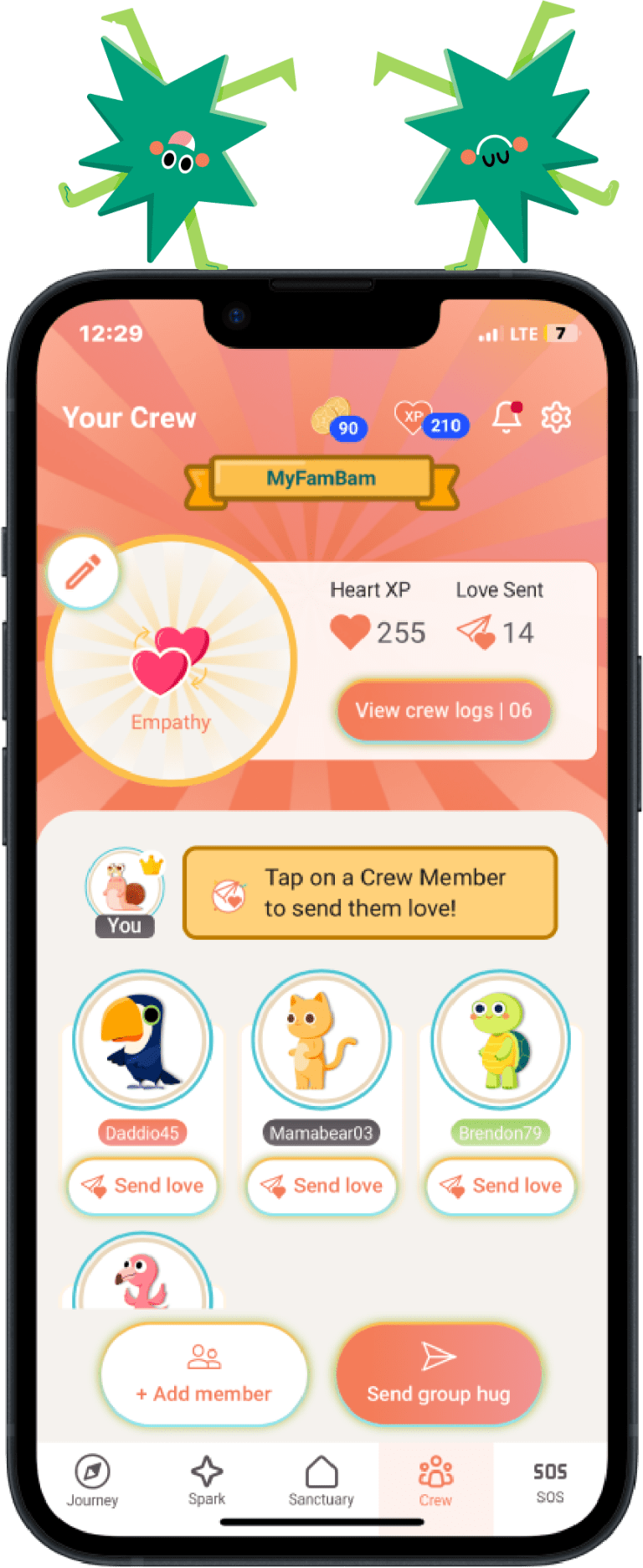 Lucero screen showing the crew feature